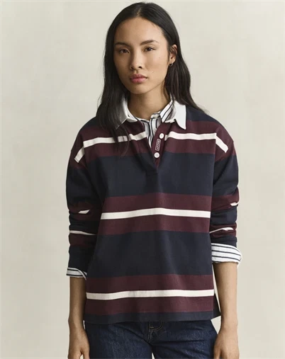 Gant - Striped Heavy Rugger Polo - Evening Blue